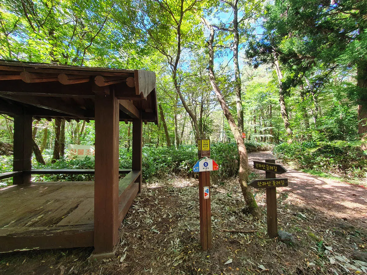 돌오름길 쉼터와 갈림길