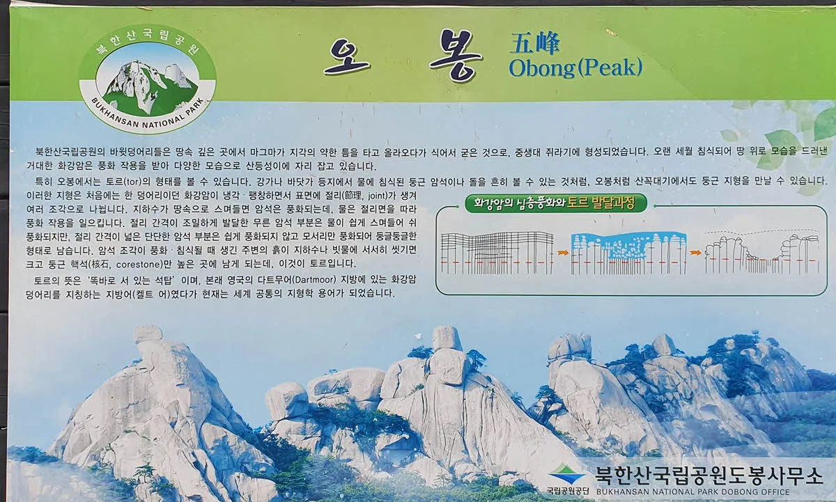 도봉산 오봉 안내판