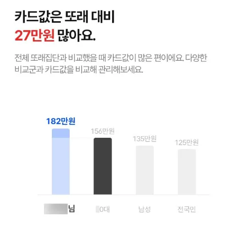 신용카드 사용액 비교
