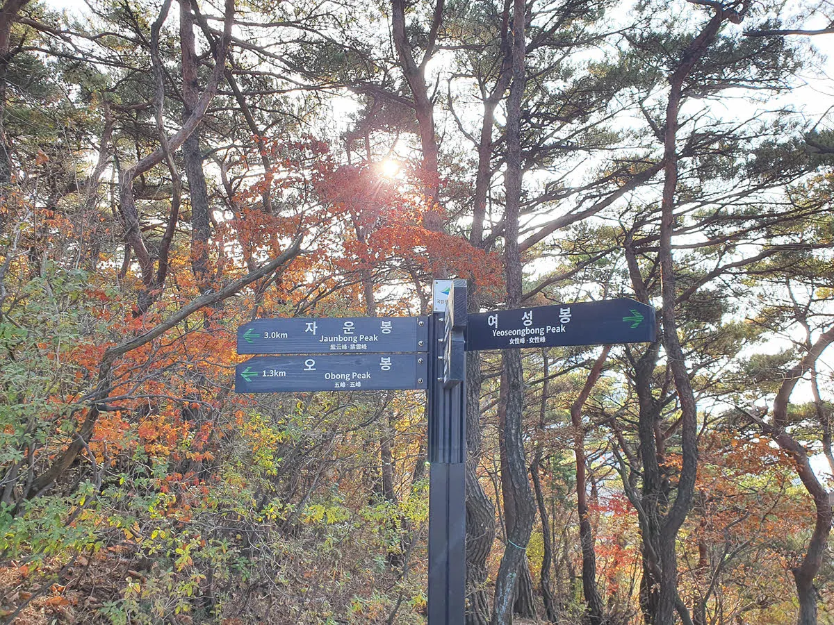 여성봉에 있는 이정표