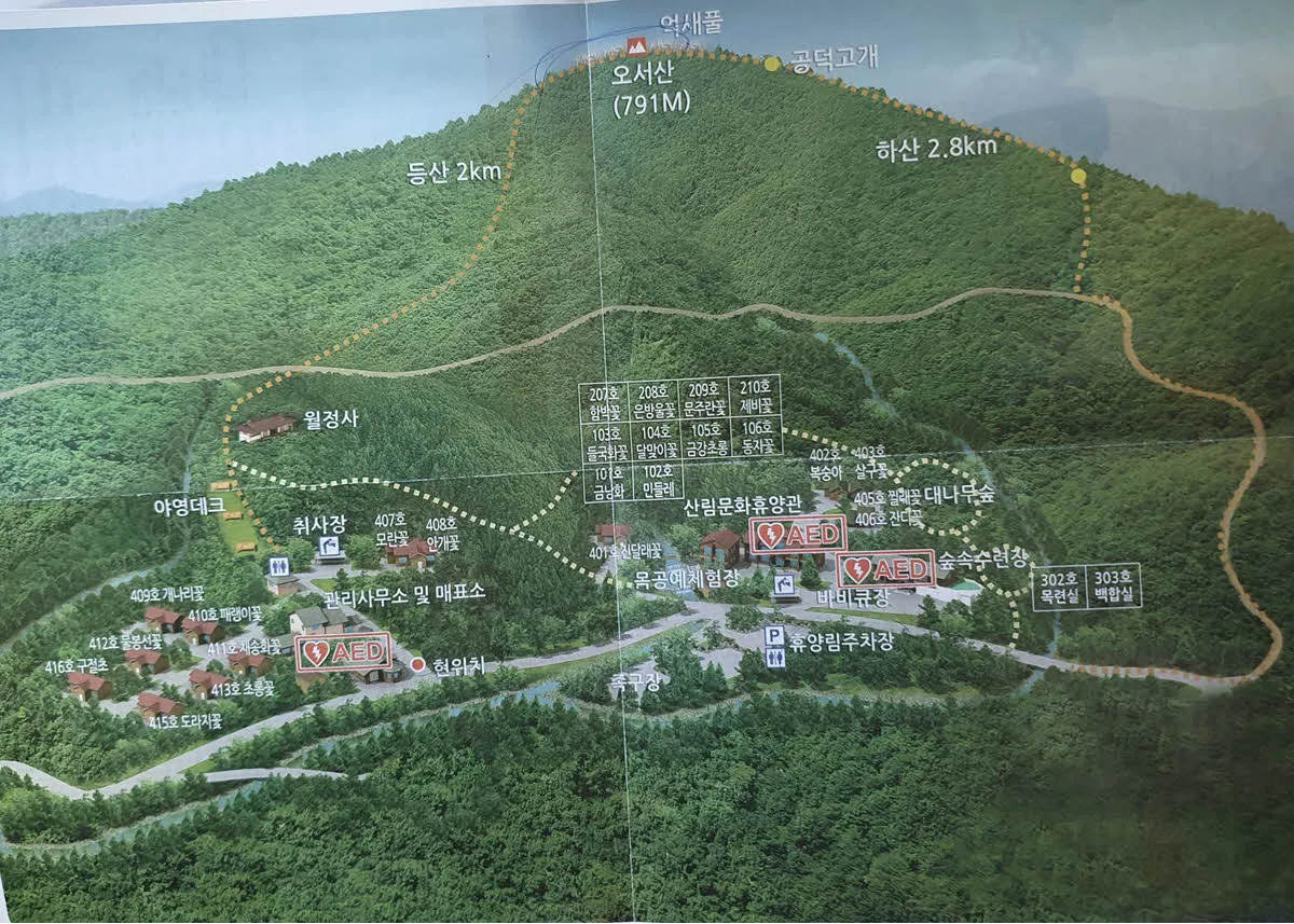 오서산 등산 코스 안내도