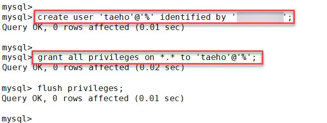 원격접속이 가능한 새로운 MySQL 관리자 계정 만들기