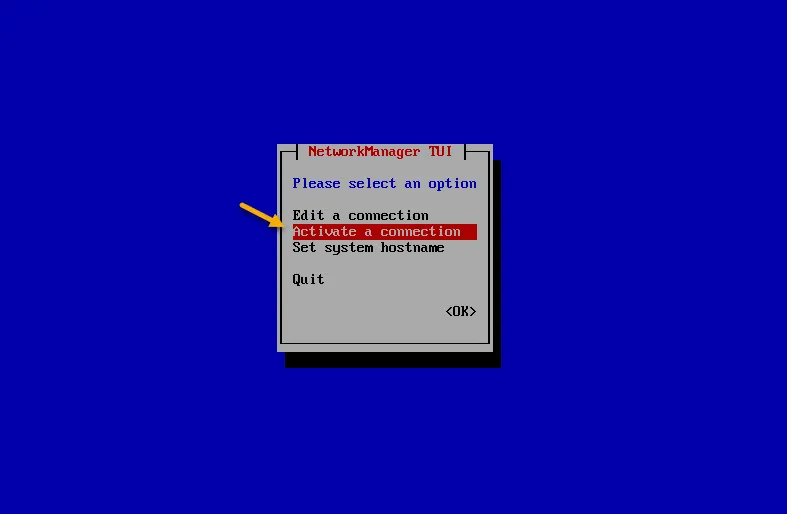 nmtui - Activate a connection