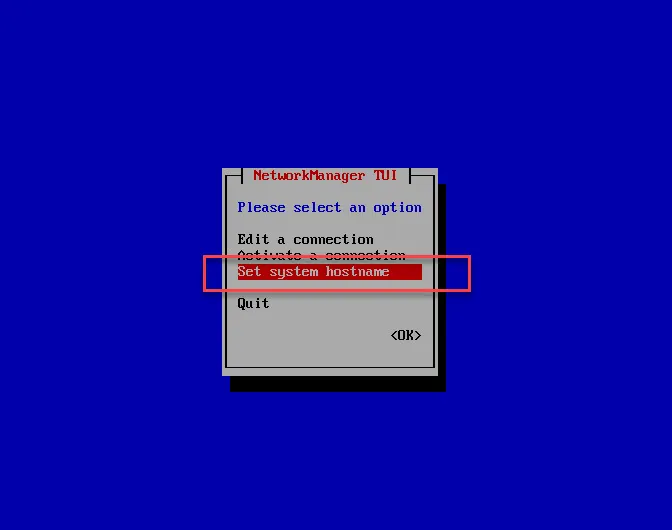 nmtui - Set system hostname