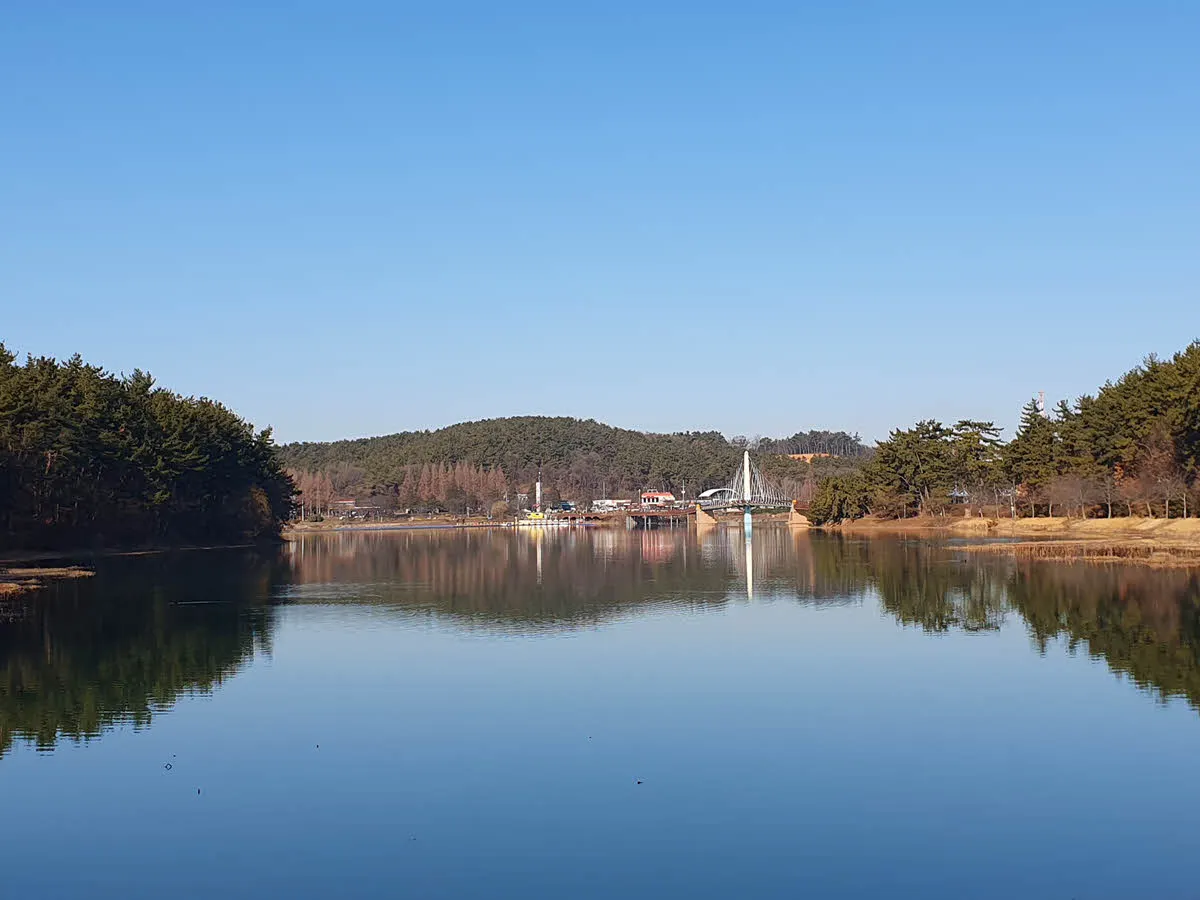 지나쳐온 물빛다리가 보인다.