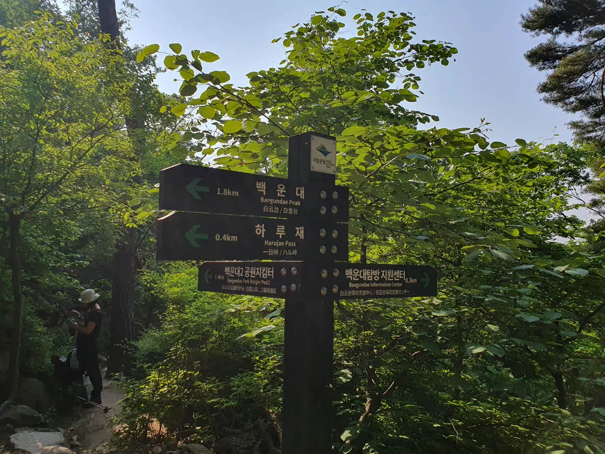 백운대 이정표