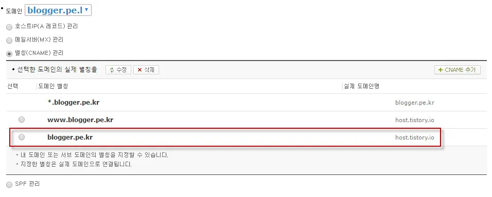 Cafe24의 도메인관리 (CNAME 관리)