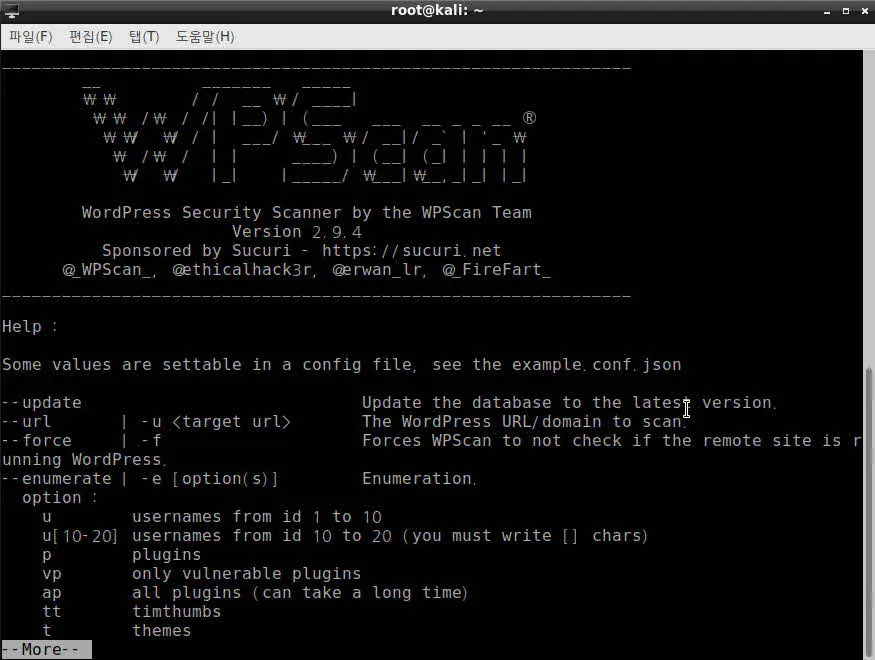 칼리리눅스의 워드프레스 취약점 점검 도구 (wpscan) 사용기