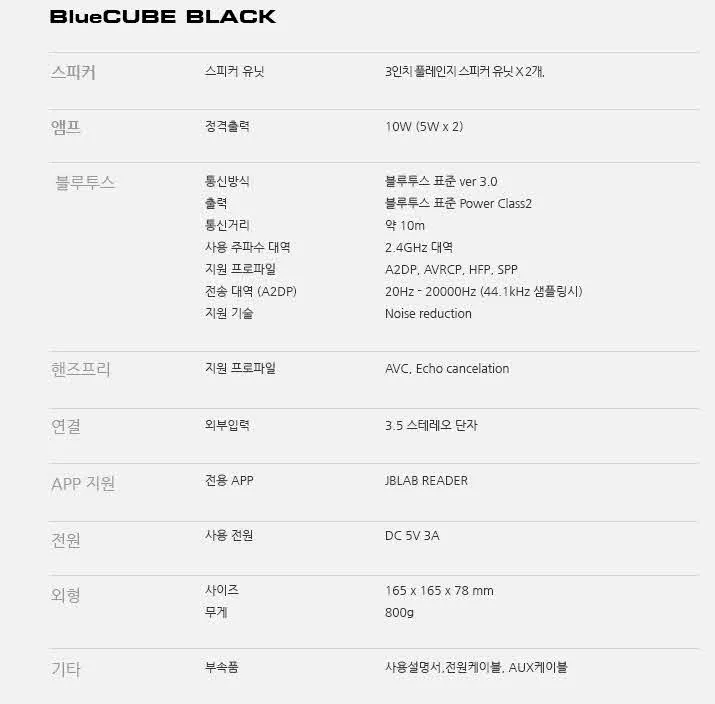 FM라디오가 지원되는 블루투스 스피커 - 블루큐브 블랙 (제이비랩)