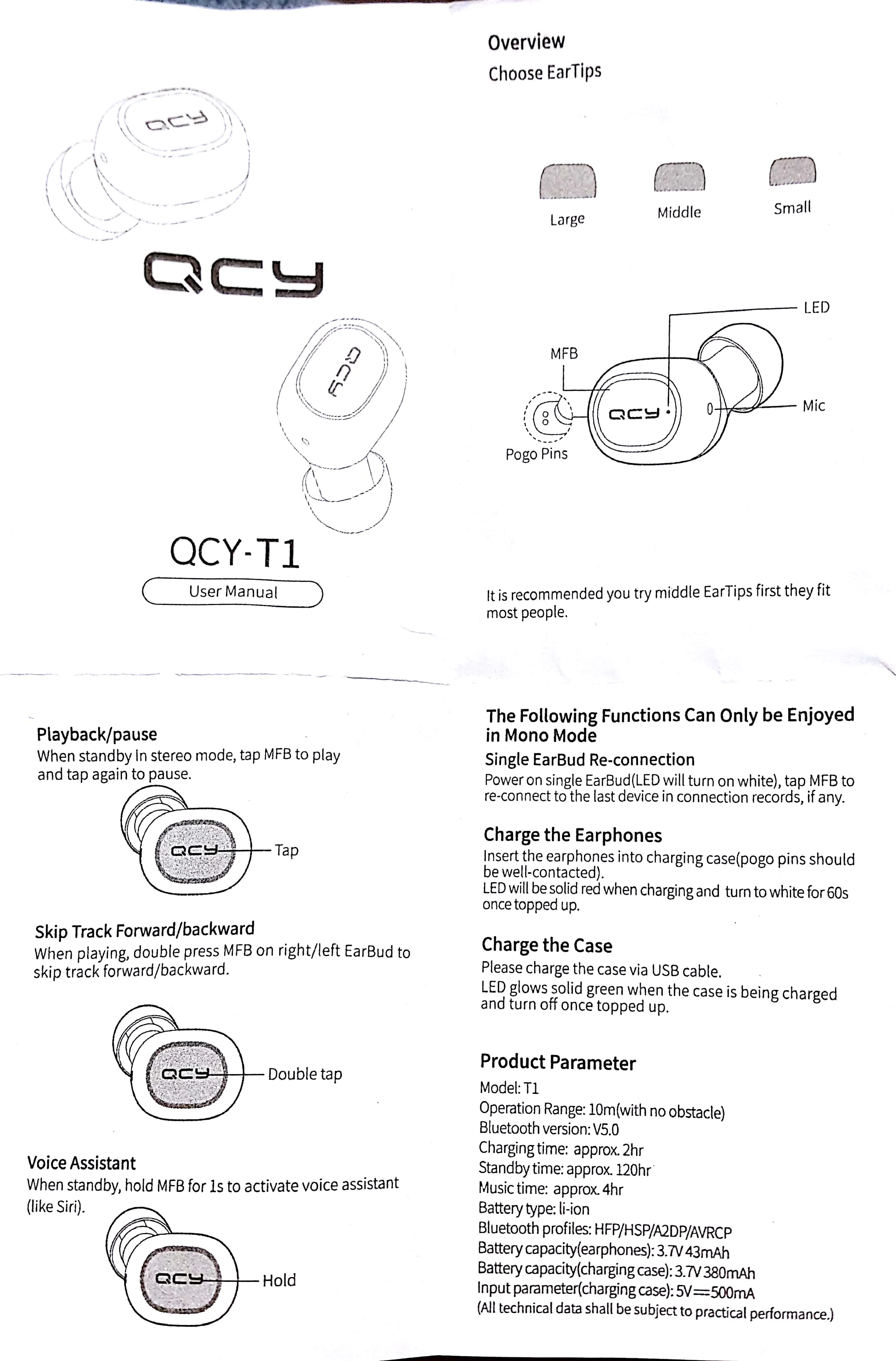 블루투스 무선 이어폰 QCY-T1 직구 후기