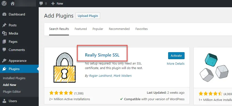 워드프레스 SSL 적용 플러그인 Really Simple SSL 설치 시 에러 (Installation failed: Could not create directory)