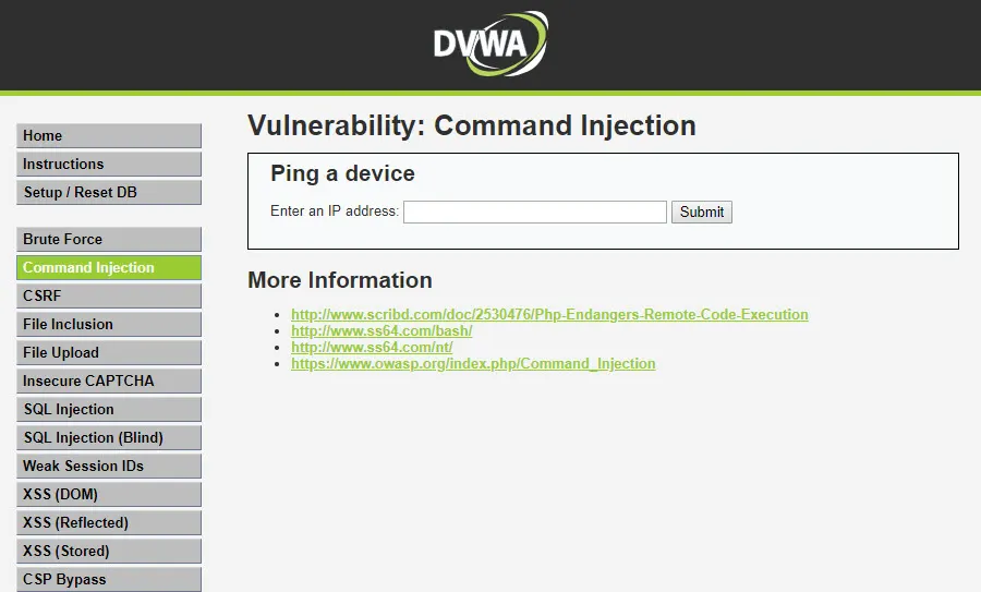 DVWA Command Injection