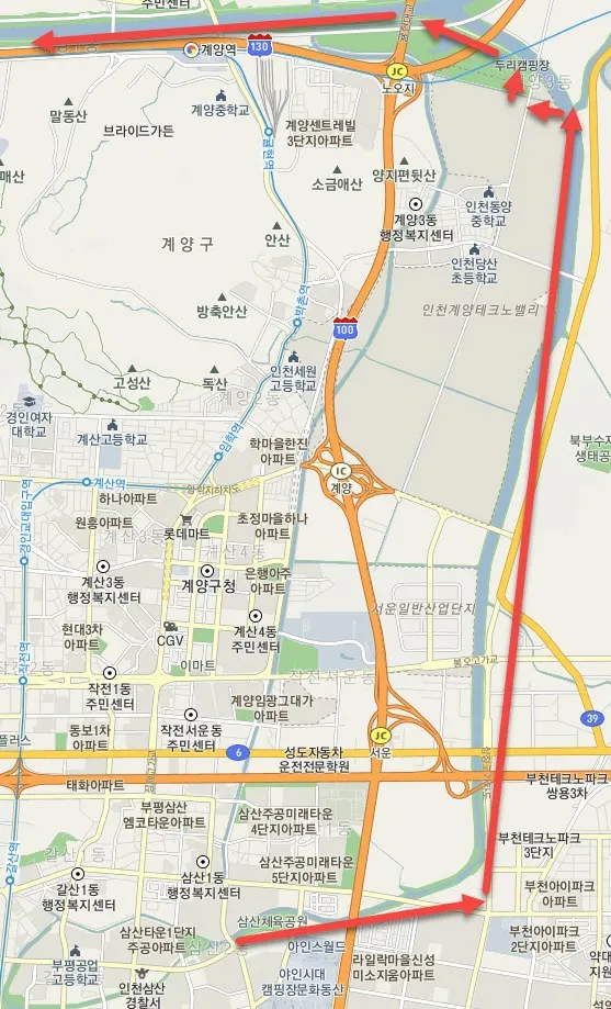 [자전거라이딩]굴포천-아라뱃길 왕복 코스