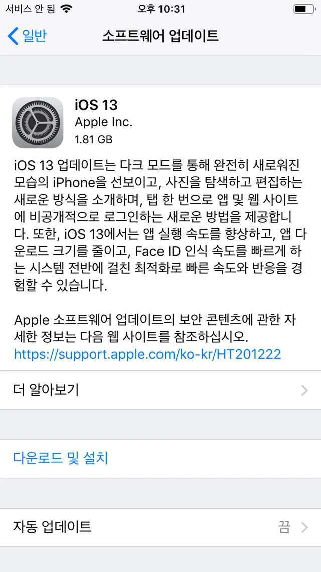 아이폰6s의 iOS13 업데이트, 드이어 NFC 개방, 하지만 교통카드는 여전히 사용불가 ?