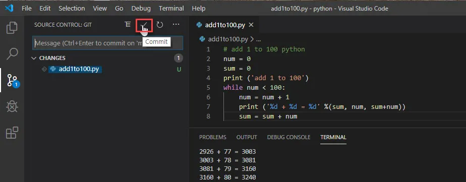 VSCode에서 Git 리포지토리에 Commit