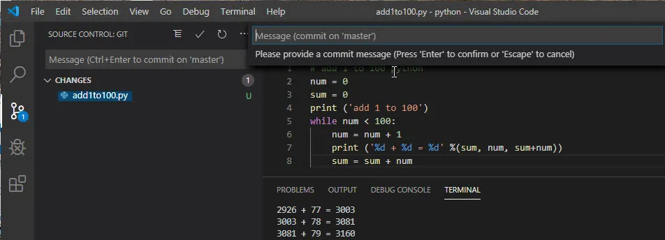 Commit 시 코멘트 입력