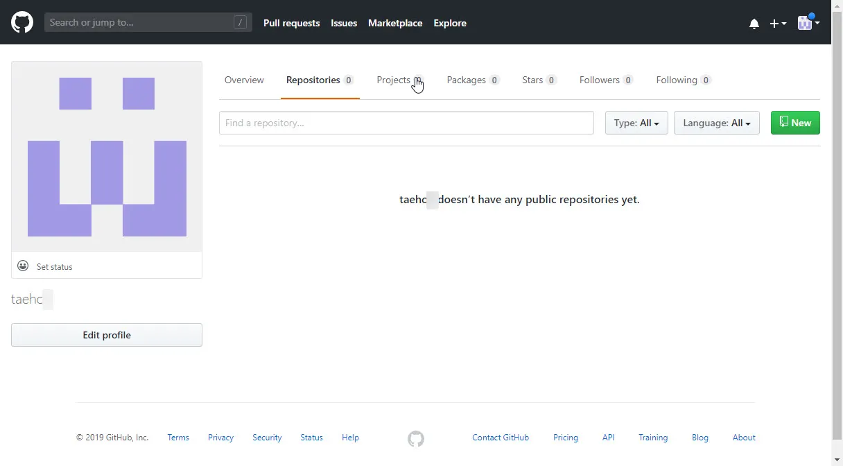 github에 리포지토리 생성