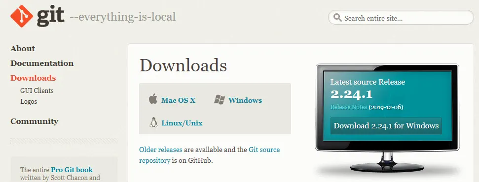 windows 버전 git 다운로드