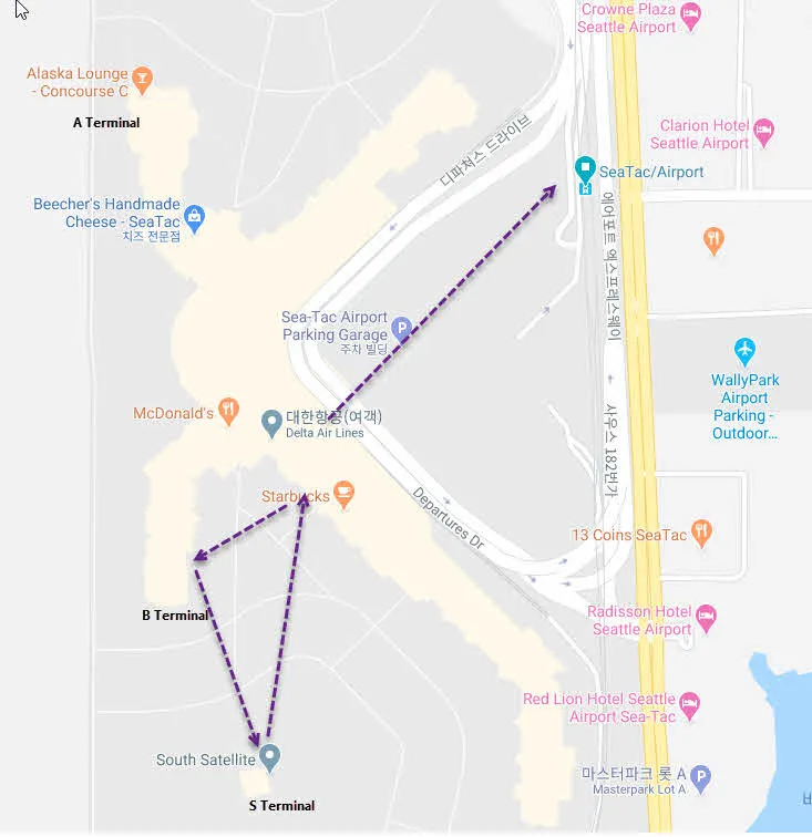 시애틀 타코마 국제공항에서 Westlake역 가는 Link Light Rail 타기