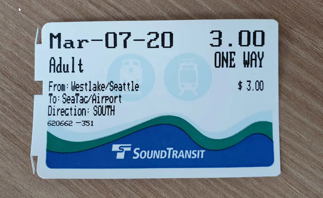 시애틀 타코마 국제공항에서 Westlake역 가는 Link Light Rail 타기