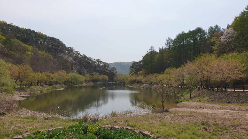 문배마을 한복판의 저수지