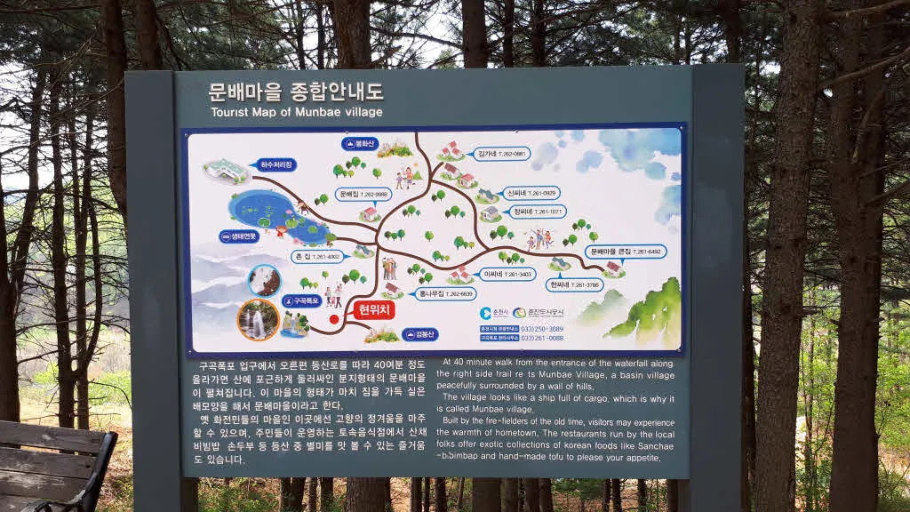 물깨말 구구리길의 중간지점에 위치한 문배마을 안내도