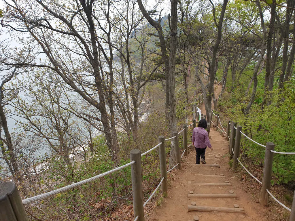 길쭉한 섬의 오른쪽 왼족을 번갈아 걷는다. 