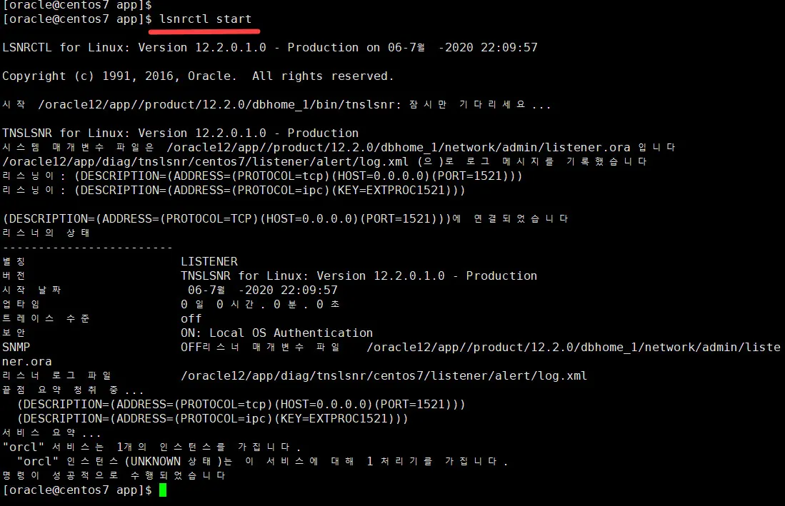 Oracle Listener Started