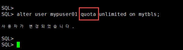 Oracle 계정의 테이블스페이스 쿼터(QUOTA) 제한 해제하기