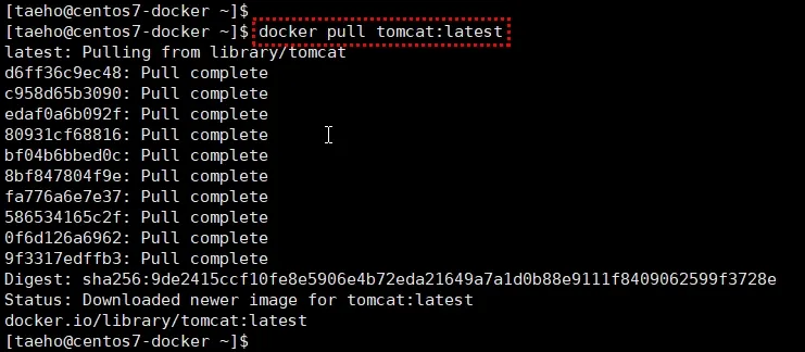 docker pull 명령으로 tomcat 이미지 설치하기