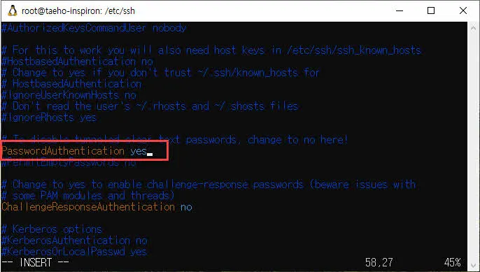 SSH의 Password 인증 활성화