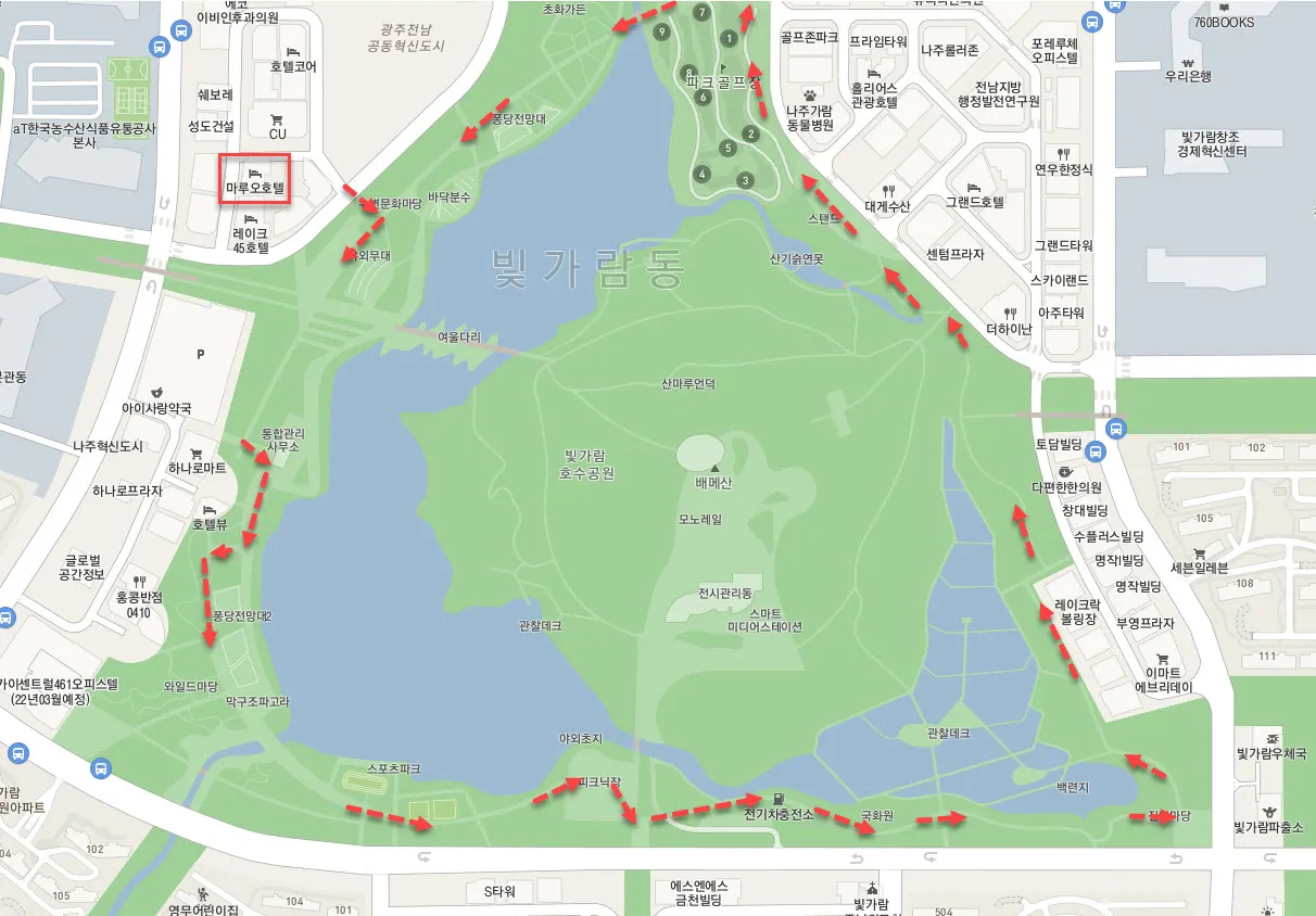 나주혁신도시 호수공원과 배메산 전망대