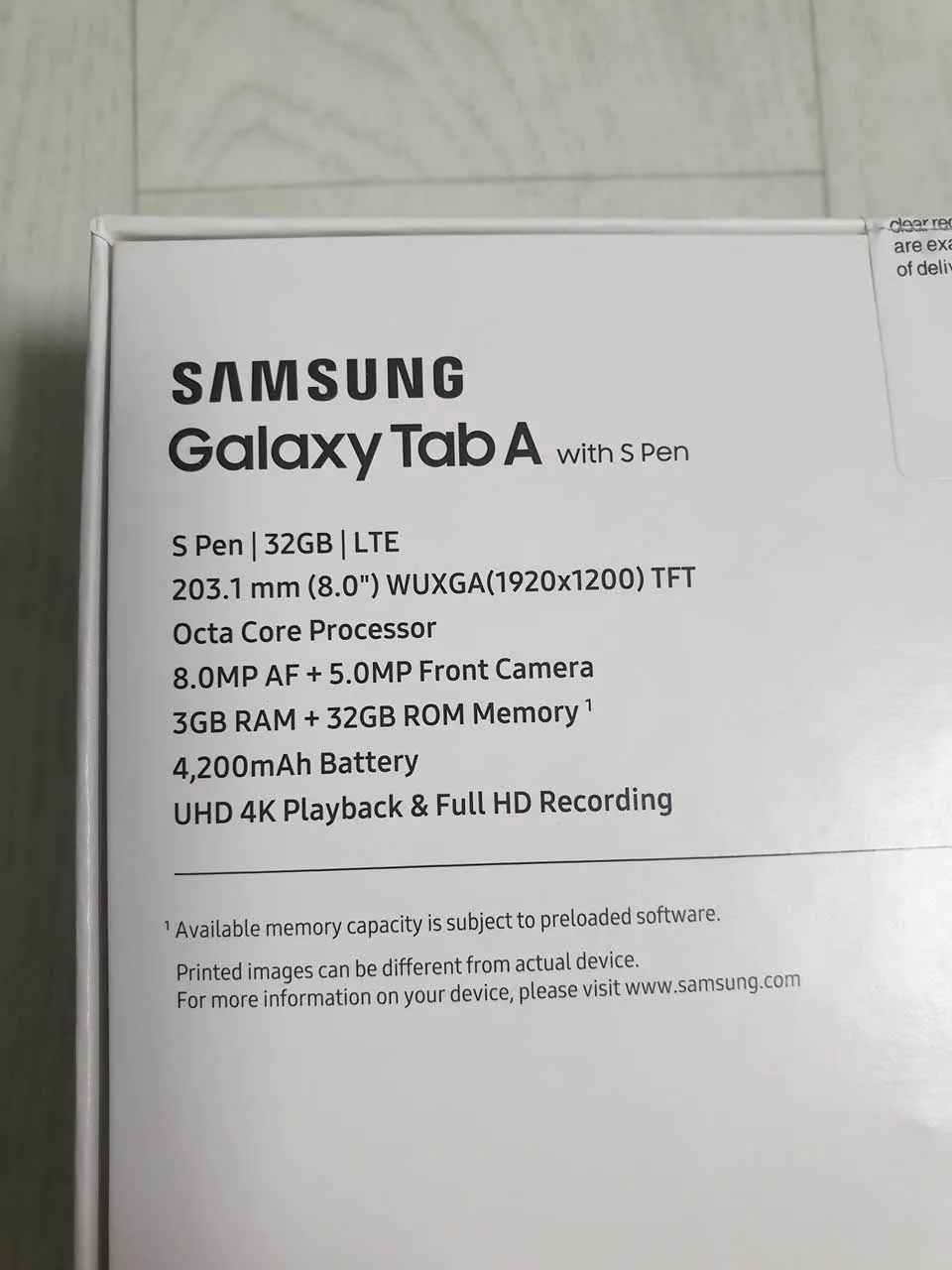 Galaxy Tab A 8.0 with S Pen (2019/LTE) Spec