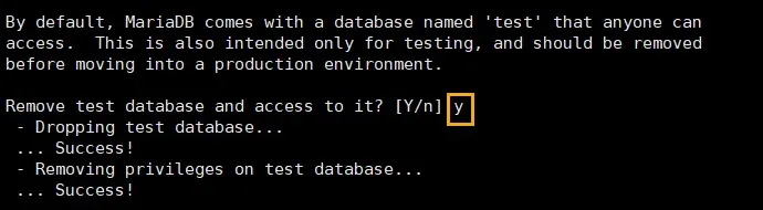테스트 용 기본DB의 삭제 여부 선택