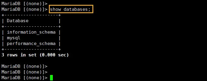 mariadb DB 목록 보기