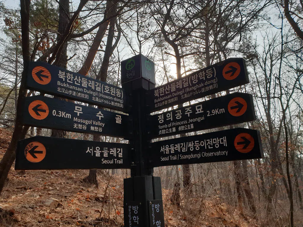 방학동길 끝무렵의 이정표