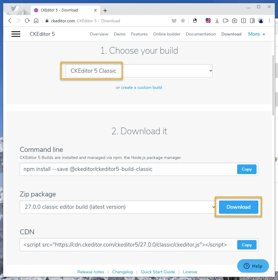 CKEditor 5 다운로드