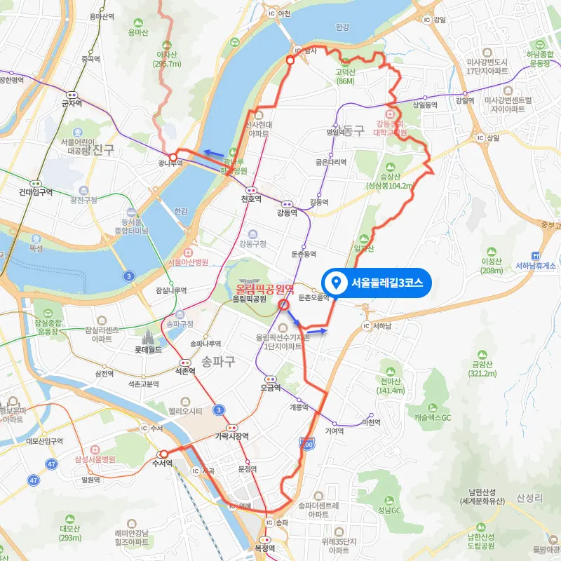 서울둘레길3코스 지도