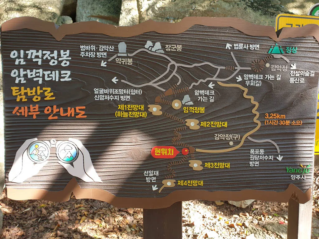 감악산 임꺽정봉 암벽데크 탐방로 안내도