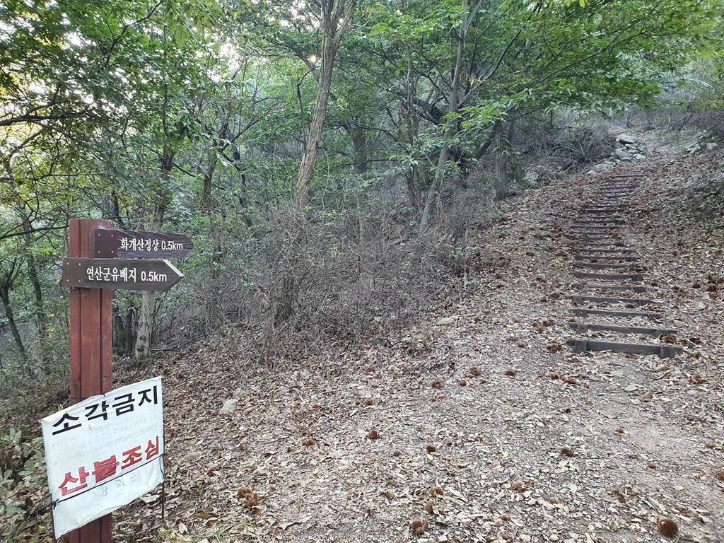 화개산 등산로 입구 (북쪽방면에서)