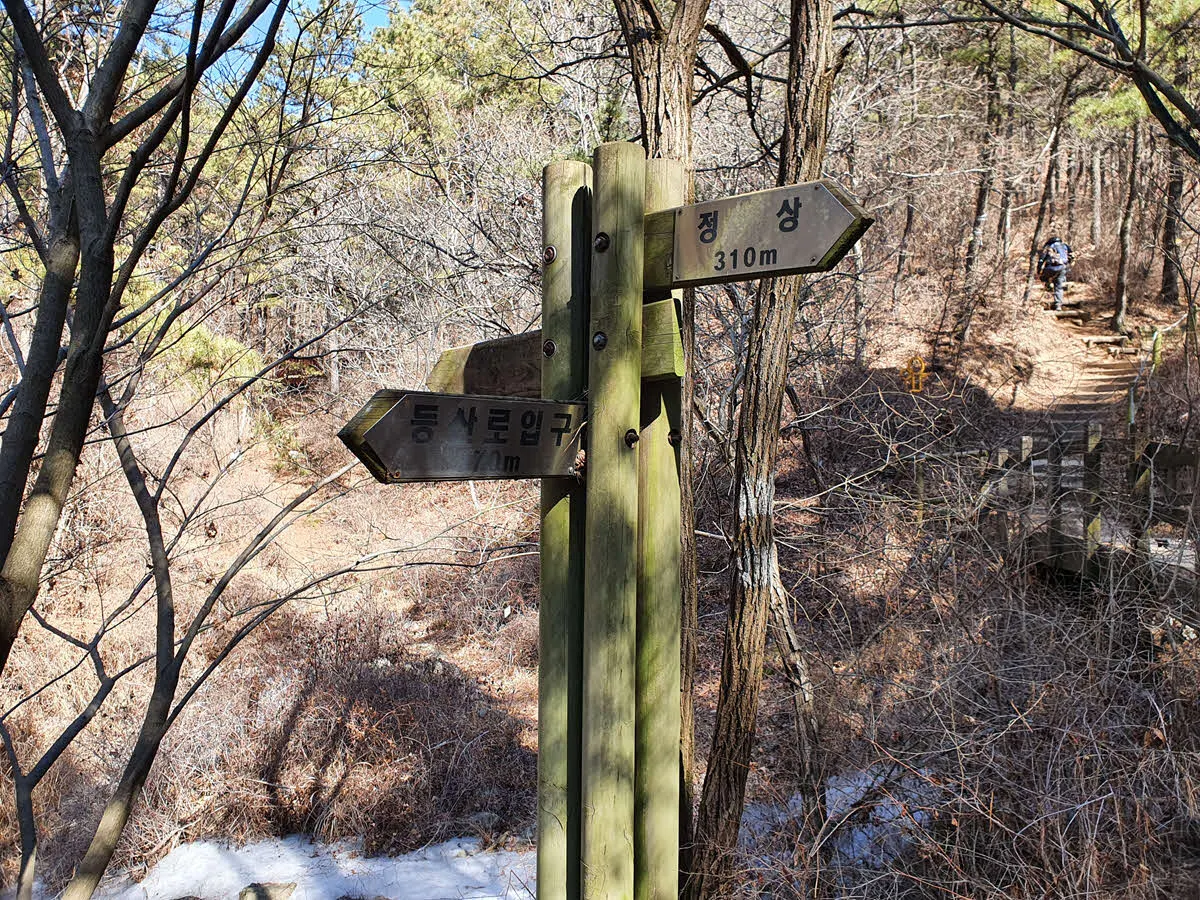 만수산 정상 이정표