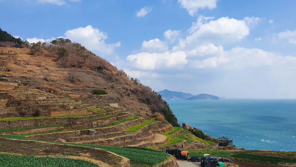 다랭이논과 남해바다