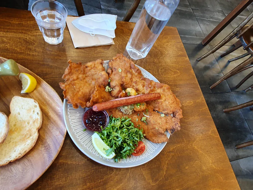 슈니첼과 가바노치 소시지