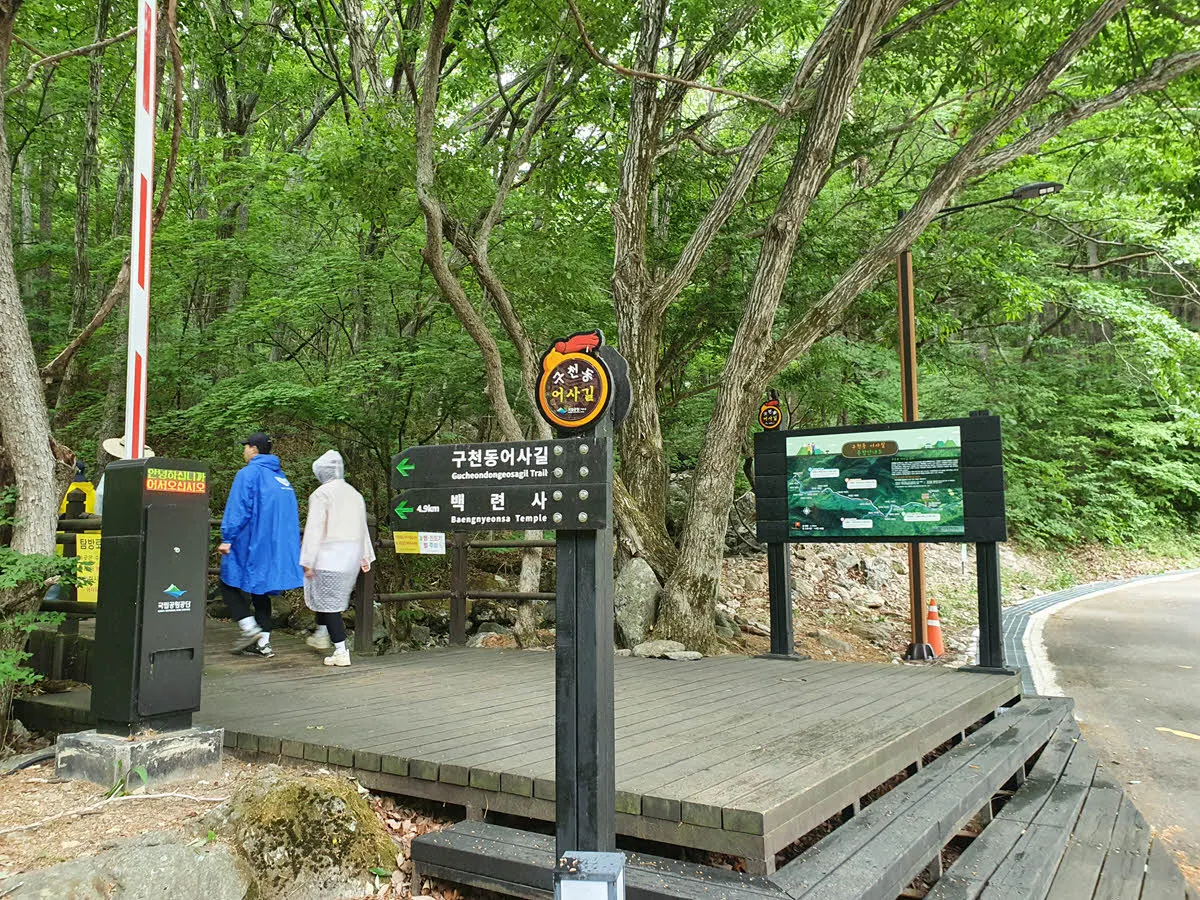 백련사까지 4.9 km 남았다.