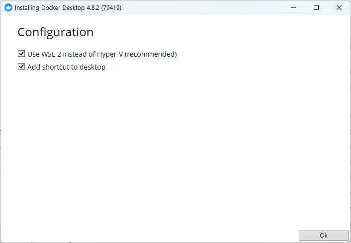 Use WSL 2 ~~~를 선택한다.