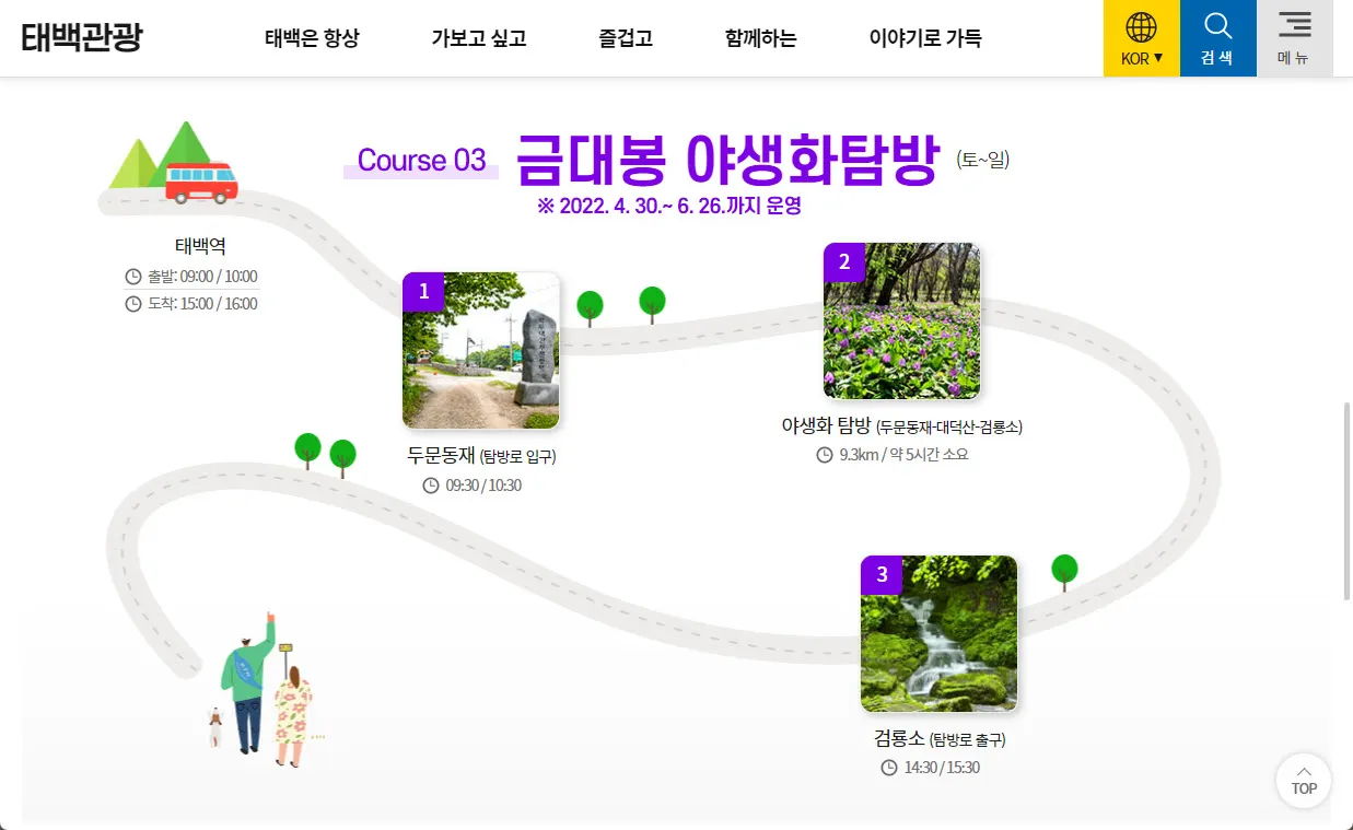 태백시 야생화 트레킹 시티투어 버스