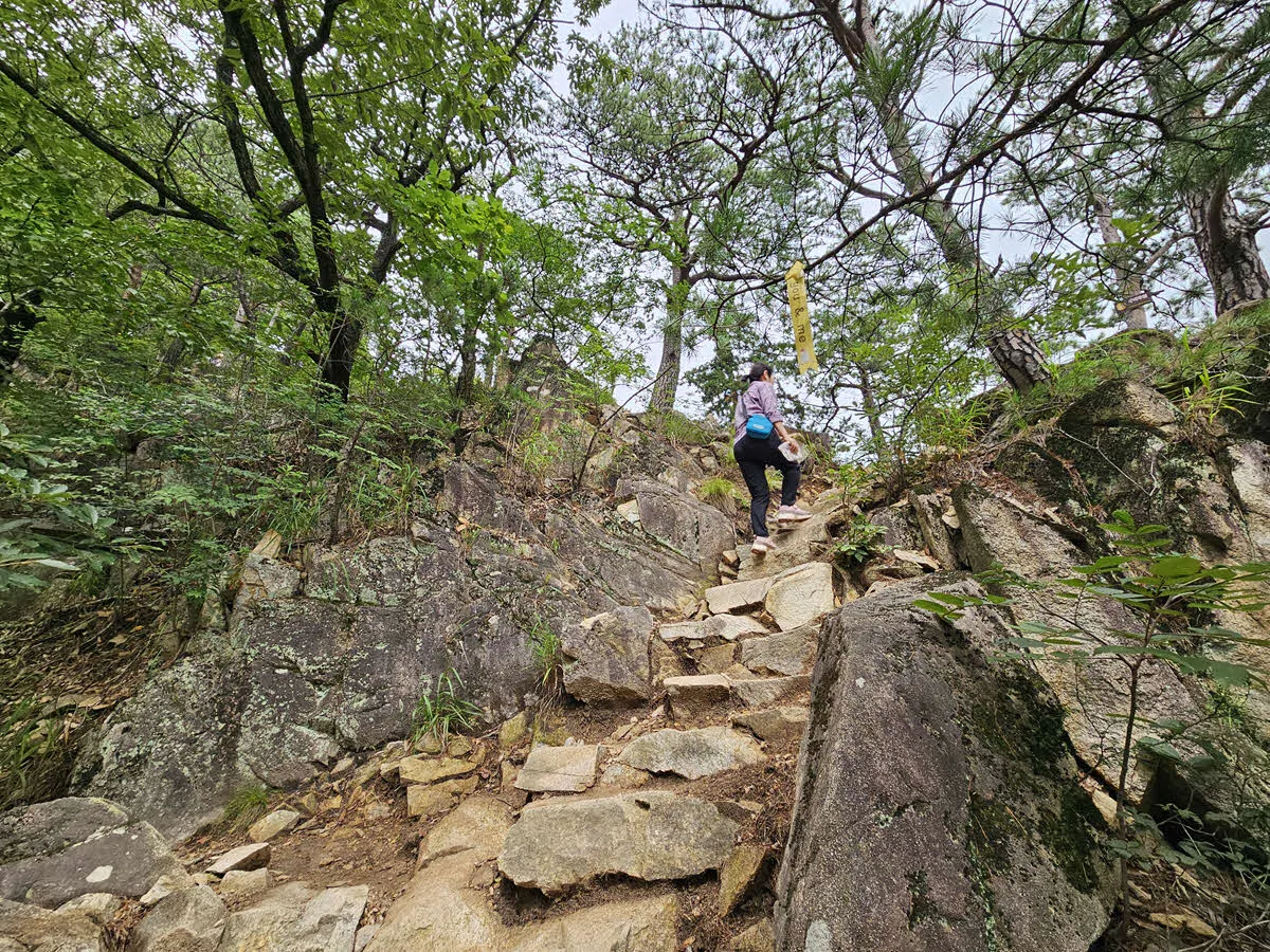 베틀바위 오르는 길의 어마무시한 경사도