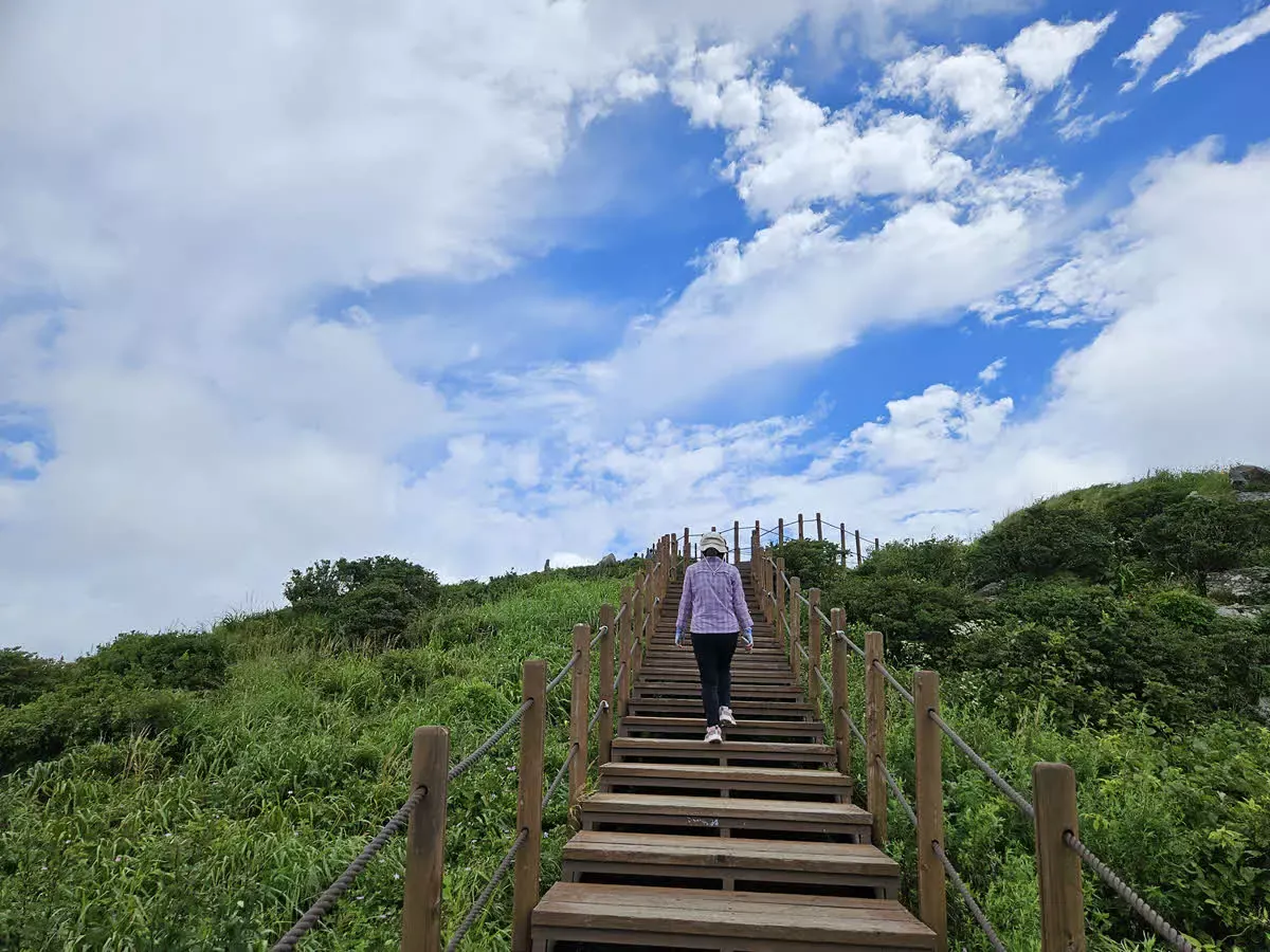 노고단 정상 오르는 길