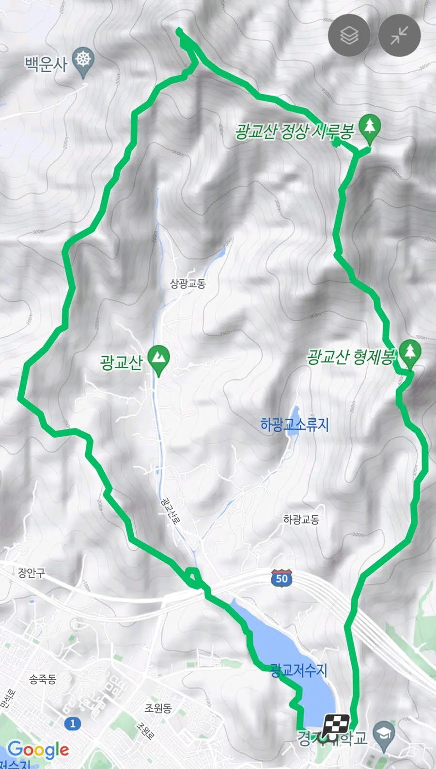 광교산 - 백운산 일주 하킹 코스