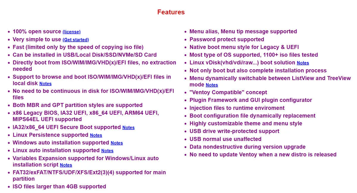 Ventoy의 다양한 기능